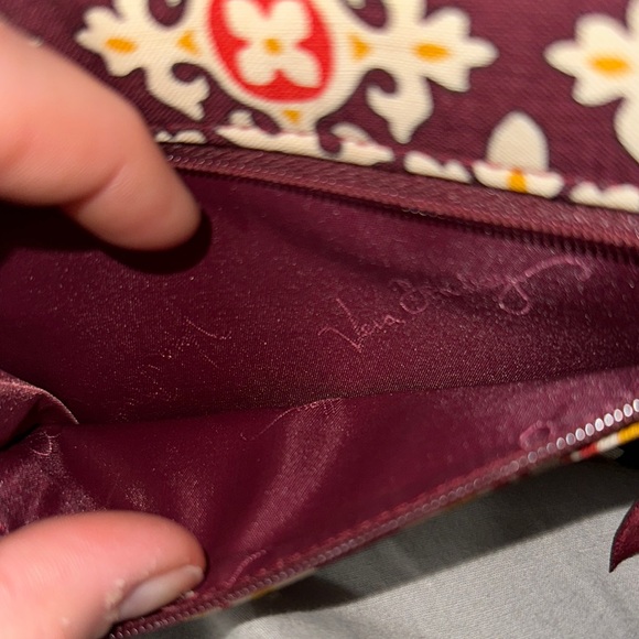 NWOT Vera Bradley Brown and Yellow Geometric Wallet large zip around - Picture 7 of 9